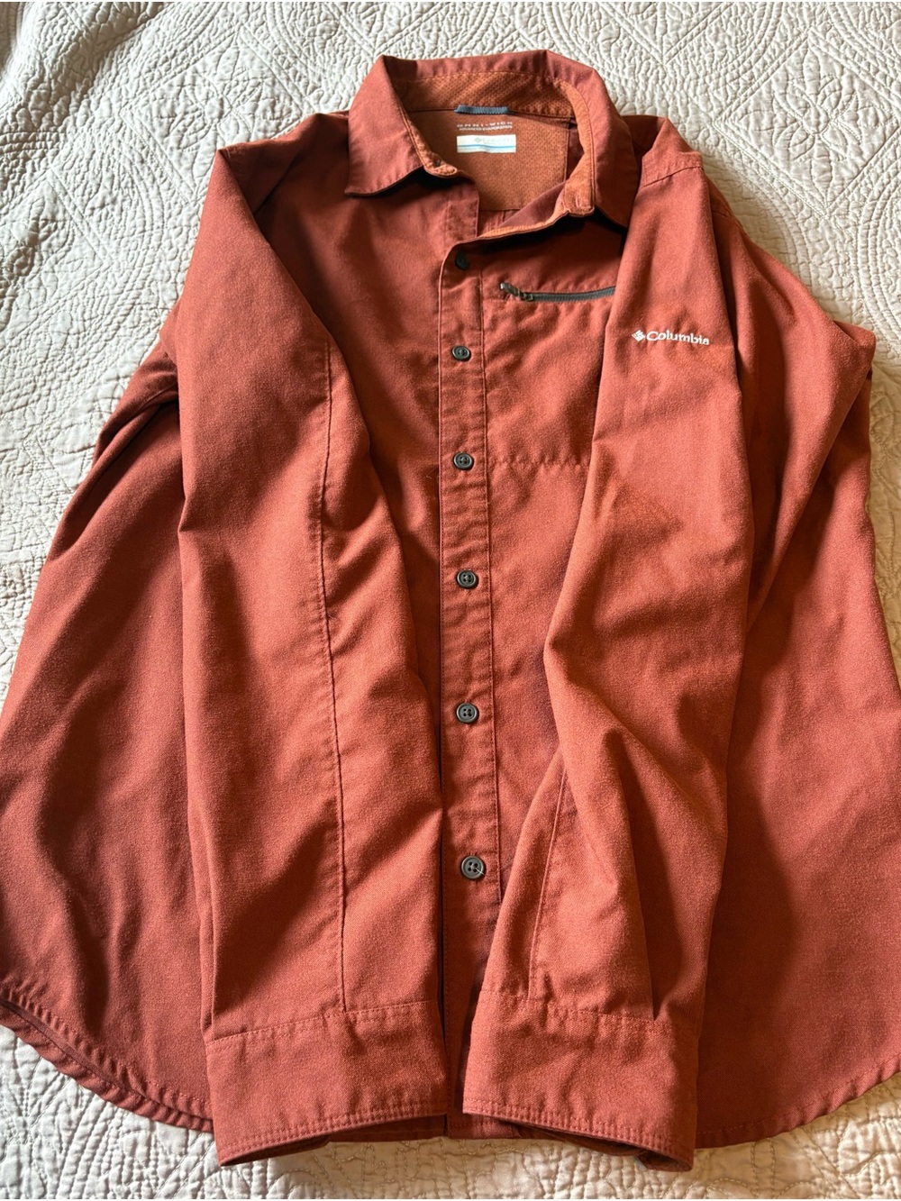 Columbia Men's Burnt Orange Button-Up Shirt Jacket